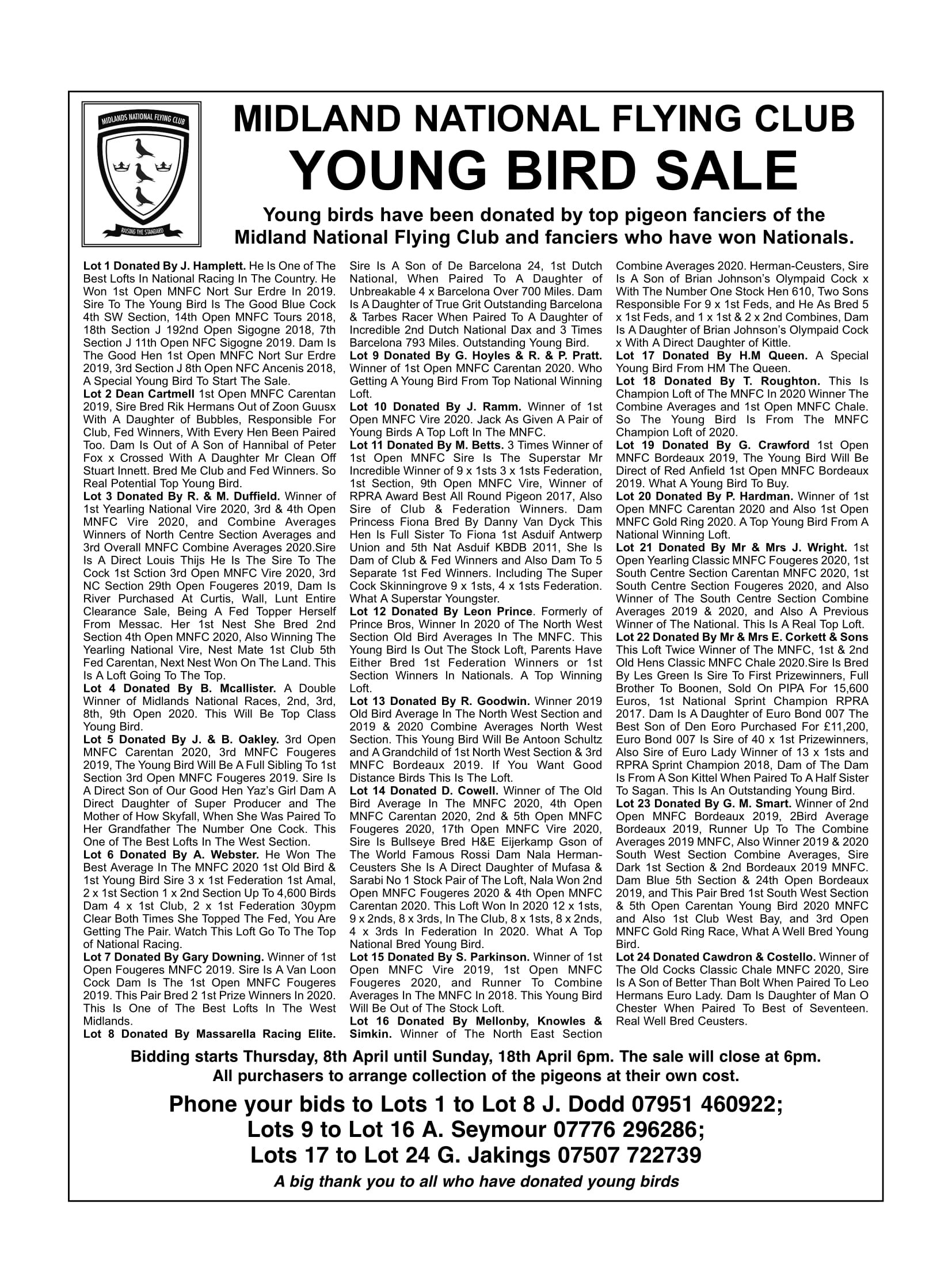 MNFC Young Bird Sale 1p 1